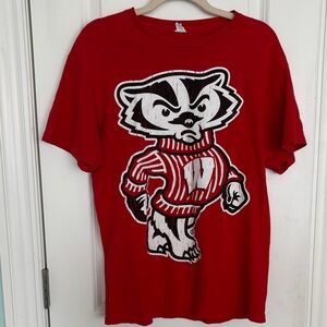 Wisconsin Bucky Badger Vintage Graphic Tee - Red